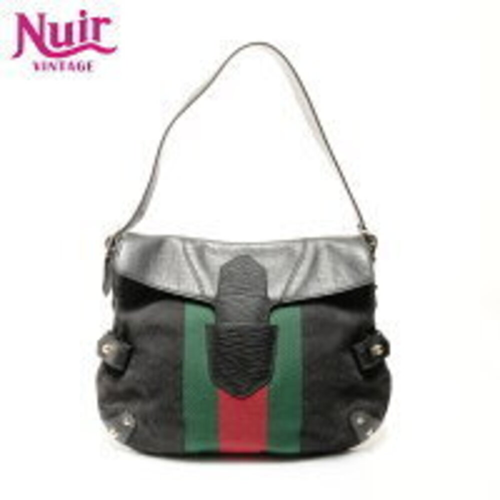 Gucci GG Canvas One Shoulder Hobo Bag Black
